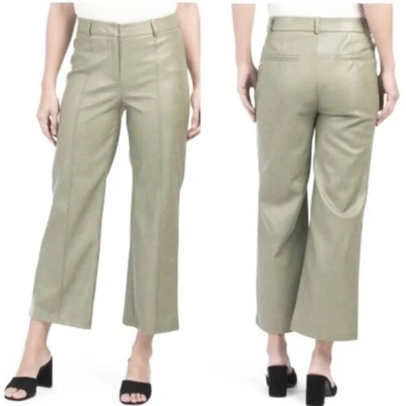 [7 for all mankind] Faux Leather Wide Leg Crop Pant - Picture 1 of 8